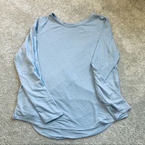 Open back long sleeve shirt with thumb hole